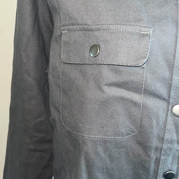 Vintage Women's Large 
Work Shirt Long Sleeve Jacket
Dark Gray Canvas Flannel - Picture 3 of 7